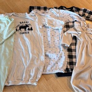 Baby Newborn–0/6 Month Sleepwear Bundle | Sleep Gowns & Cozy Outfits | Neutral